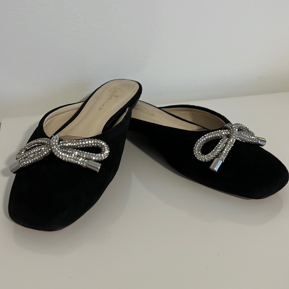 Guilhermina Black Suede Slip On Flats